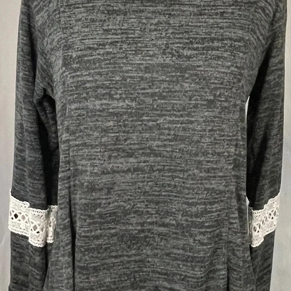 Lildy Dark Gray Crew Neck Lace Detail‎ Long Sleeve Sweatshirt - Picture 1 of 6
